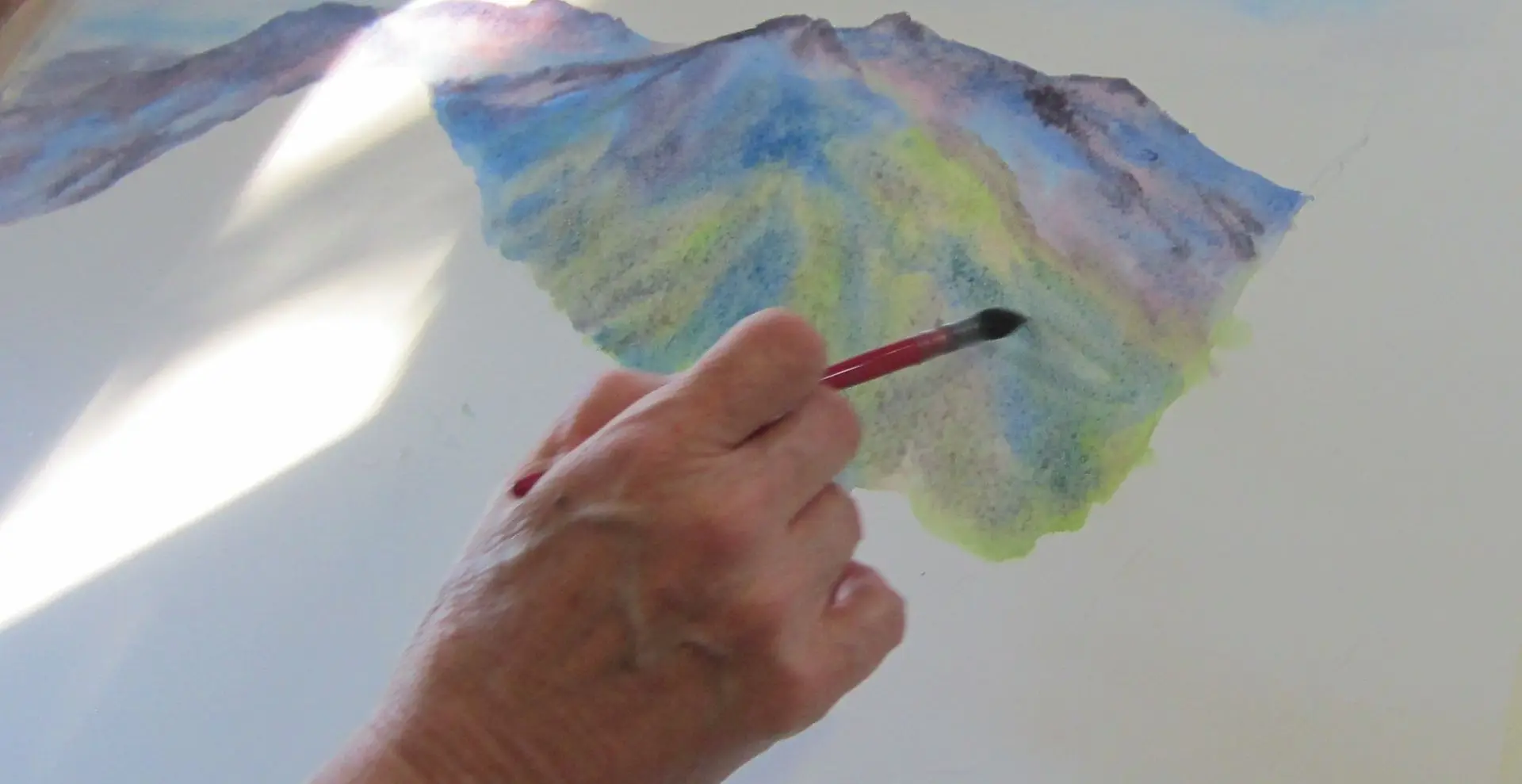 colourful watercolour mountains
