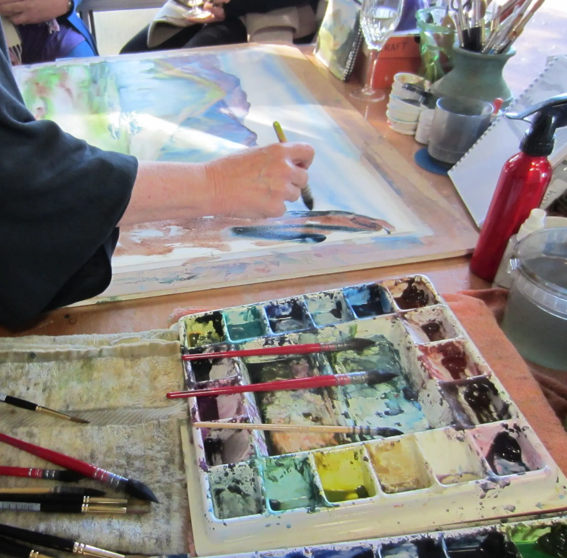 watercolour painting and palette