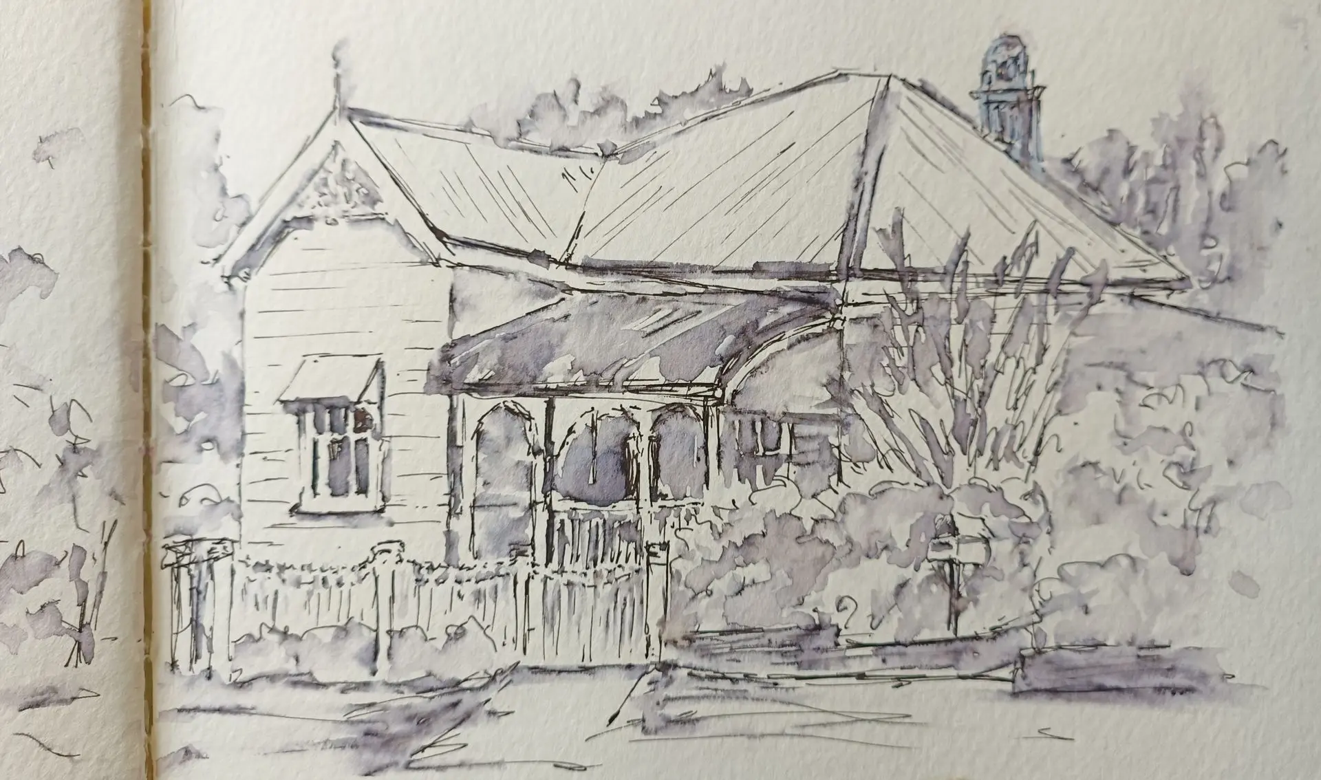 Pen sketch of Queenslander house Pen sketch of Queenslander house