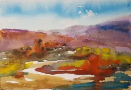 autumn landscape watercolour painting