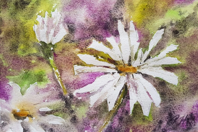 white flower watercolour painting